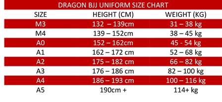 Dragon Uniform Size
